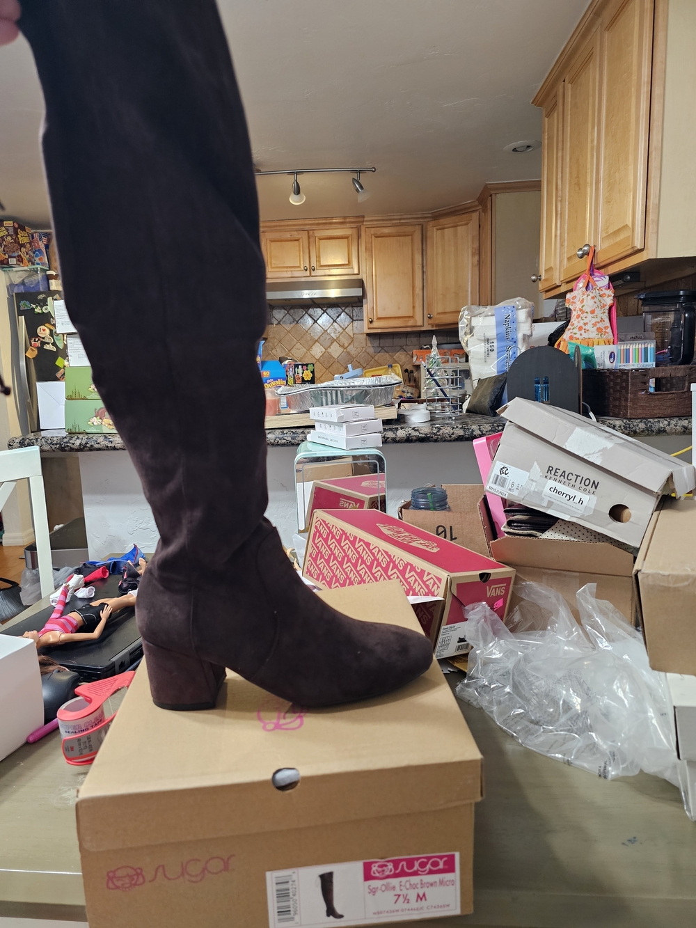 Sugar Over-the-Knee Suede Boots in Dark Brown